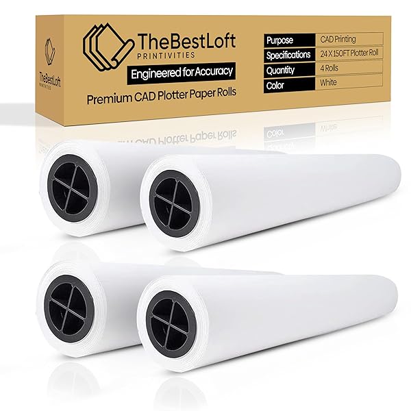 24 x 150 ft Plotter paper High-Quality 80 GSM CAD Plotter Paper